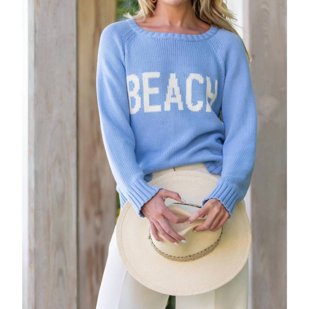 NEW WALKER & WADE women's beach sweater in sky blue